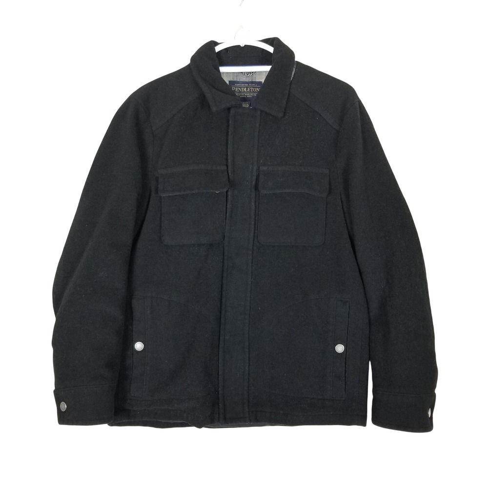 Pendleton Wool Blend Field Jacket Mens Small Black PM261 Full Zip‎ Heritage Coat